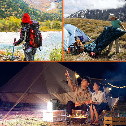 Centrale électrique portable SBAOH utilisée en randonnée, camping montagne et soirée en plein air