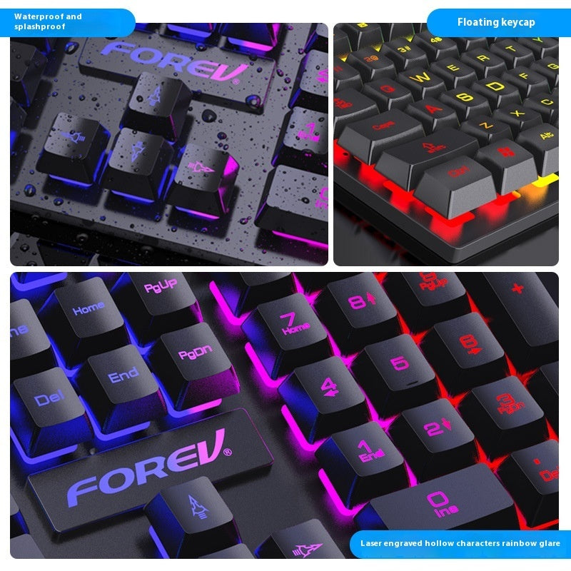 Clavier portable 104 touches rétro-éclairé pour souris de jeu
