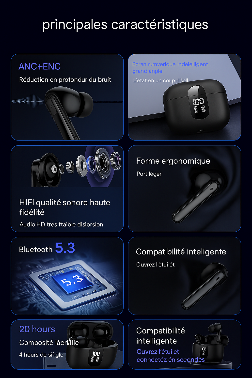 Zen40-Écouteurs Bluetooth ANC ENC Y40 – Réduction de bruit
