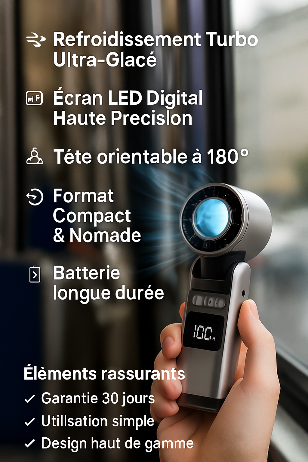 FreshPocket – Mini Ventilateur Moteur Turbo Haute Vitesse USB à Emporter Partout