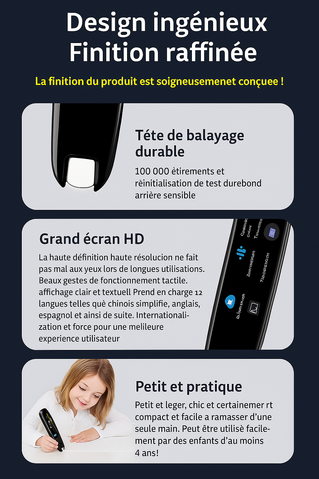 112 Parle-Stylo Traducteur Intelligent Instantané – 112 Langues, Traduction Hors Ligne, WIFI, Scanner et Marqueur Vocal Haute Qualité