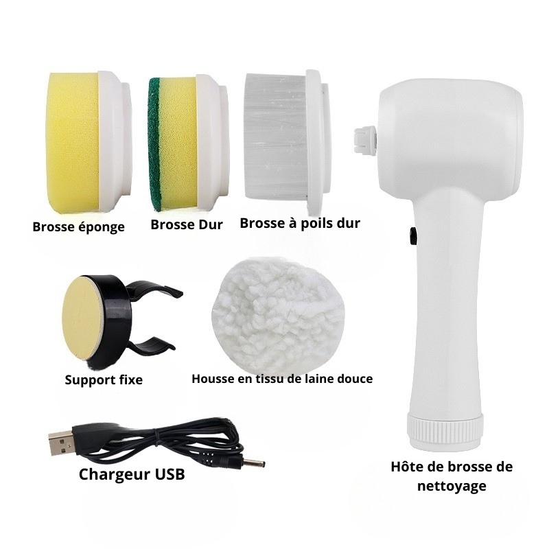 Brosse de nettoyage électrique 4 en 1 – Épurateur rotatif sans fil pour un nettoyage sans effort