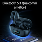 VibraSport X5- Casque Sport à Conduction Osseuse | Écouteurs Sans Fil Bluetooth 5.3 TWS | Clip d’Oreille Tactile | Basses HIFI & Confort Intra-Auriculaire