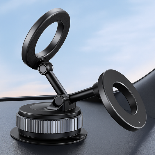 Grip360 – Support Téléphone Magnétique Voiture avec Ventouse-Réglable,Pliable,Universel pour Tableau de Bord 3-en-1 Ultra-Stable