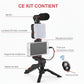 Kit de vlogging pour Smartphone avec trépied, support de téléphone, Mini Microphone, lumière de remplissage LED, démarreur pour TikTok, vidéo en direct, YouTube