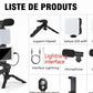 Kit de vlogging pour Smartphone avec trépied, support de téléphone, Mini Microphone, lumière de remplissage LED, démarreur pour TikTok, vidéo en direct, YouTube