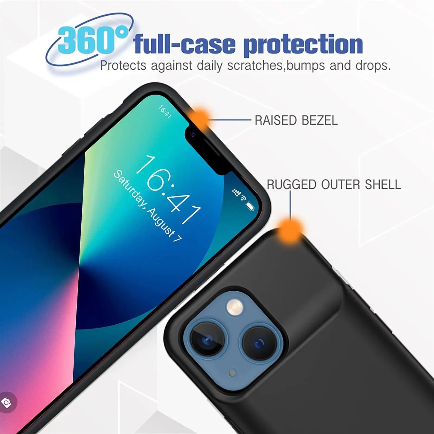 Étui de chargeur de batterie 6800mAh, Powerbank pour IPhone 6 7 8 SE X XS XR 11 12 13 14 15 16 pro, étui de chargement de téléphone externe de secours