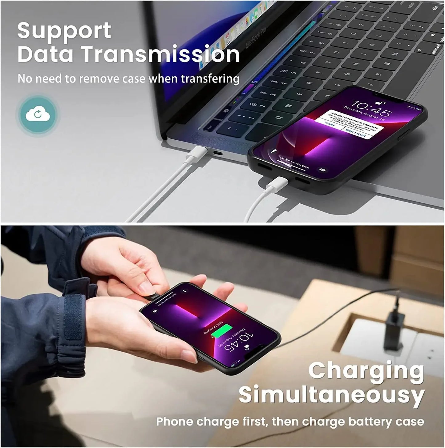 Étui de chargeur de batterie 6800mAh, Powerbank pour IPhone 6 7 8 SE X XS XR 11 12 13 14 15 16 pro, étui de chargement de téléphone externe de secours