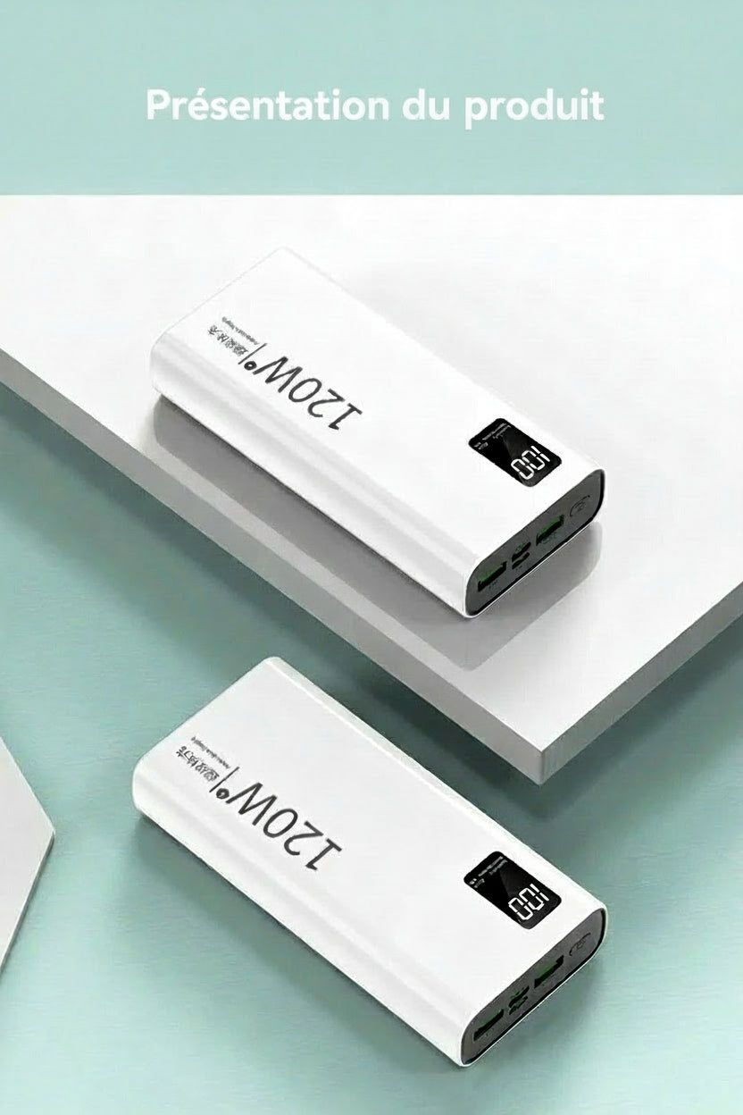 Batterie externe 80000mAh 120W, charge Super rapide, capacité suffisante 100%, chargeur de batterie Portable, affichage numérique pour iPhone Xiaomi