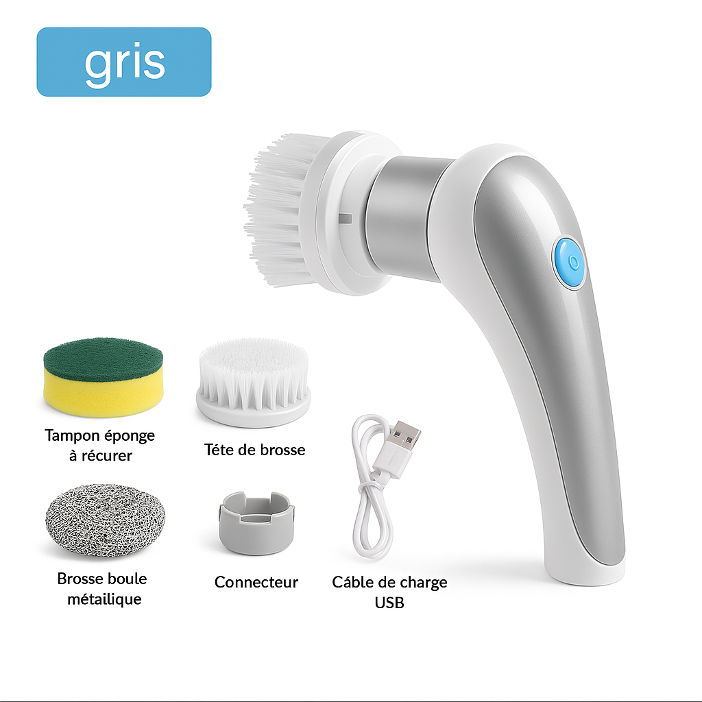 Brosse de nettoyage électrique 4 en 1 – Épurateur rotatif sans fil pour un nettoyage sans effort