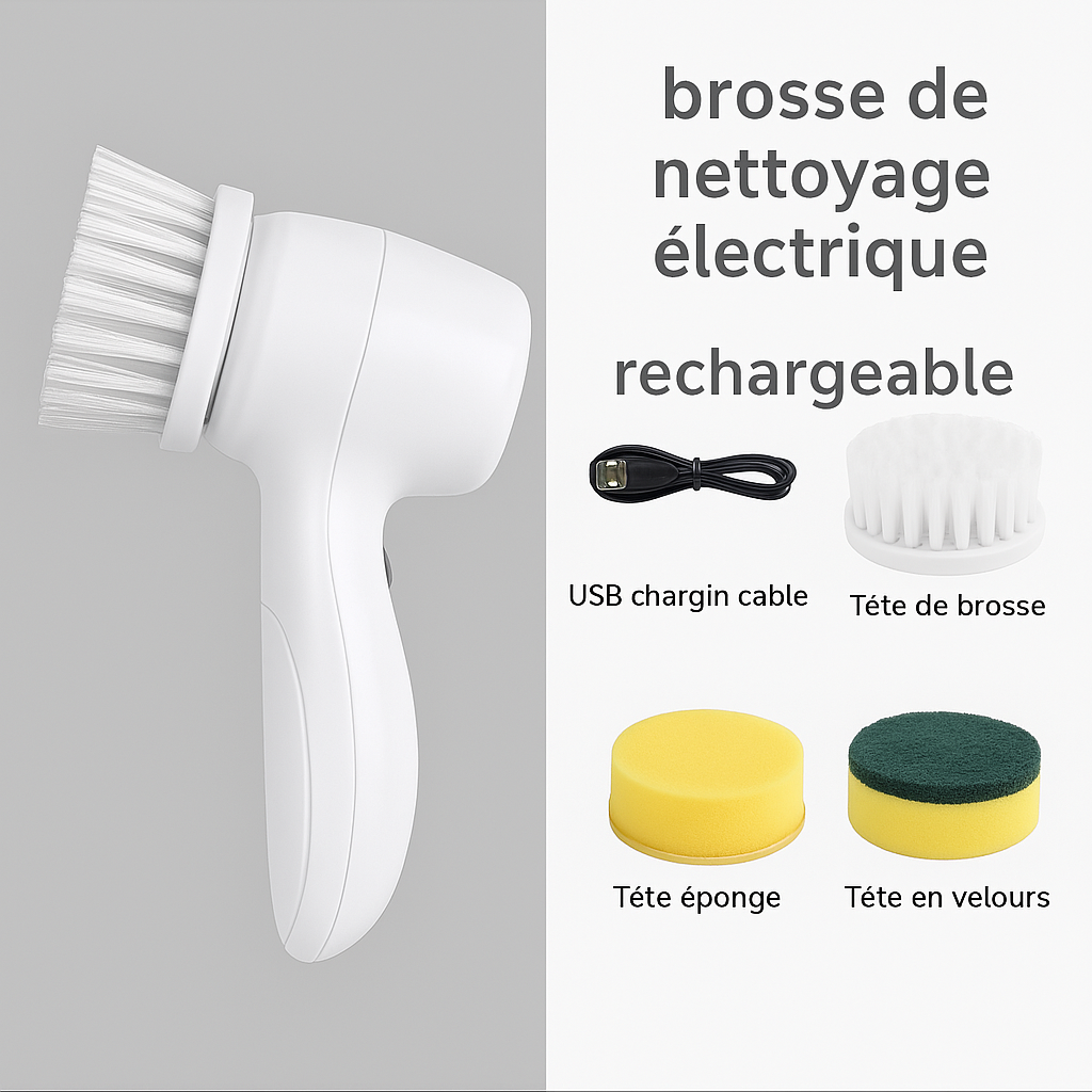 Brosse de nettoyage électrique 4 en 1 – Épurateur rotatif sans fil pour un nettoyage sans effort