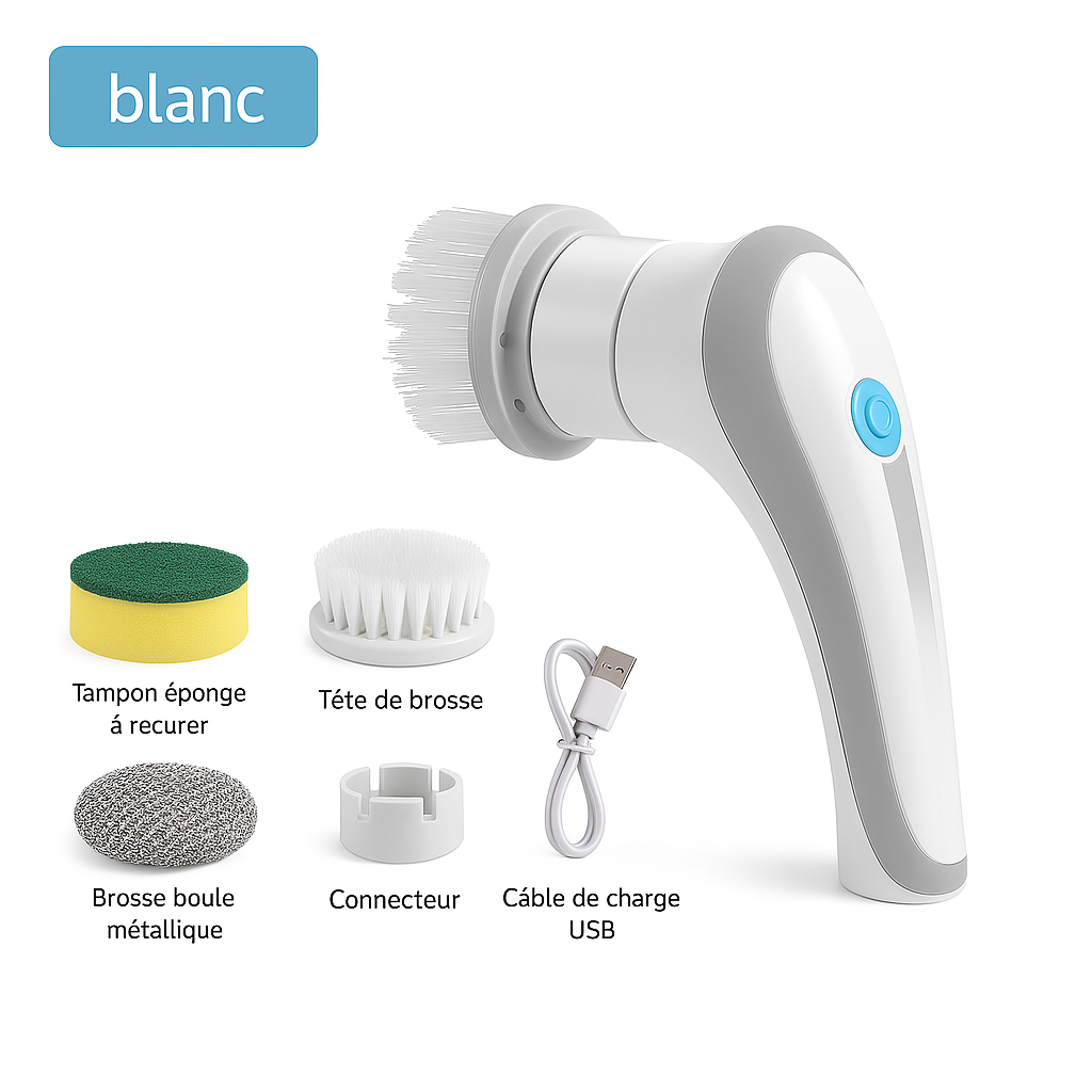 Brosse de nettoyage électrique 4 en 1 – Épurateur rotatif sans fil pour un nettoyage sans effort