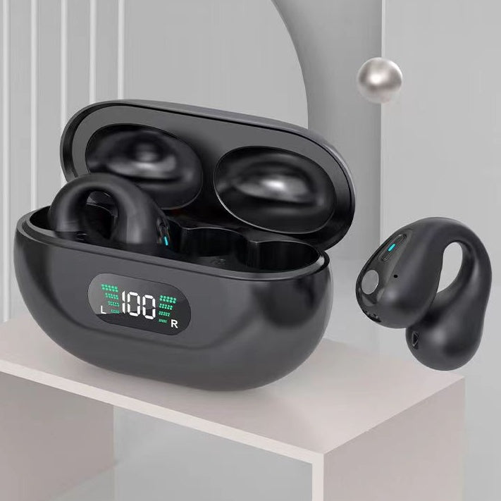 VibraSport X5- Casque Sport à Conduction Osseuse | Écouteurs Sans Fil Bluetooth 5.3 TWS | Clip d’Oreille Tactile | Basses HIFI & Confort Intra-Auriculaire